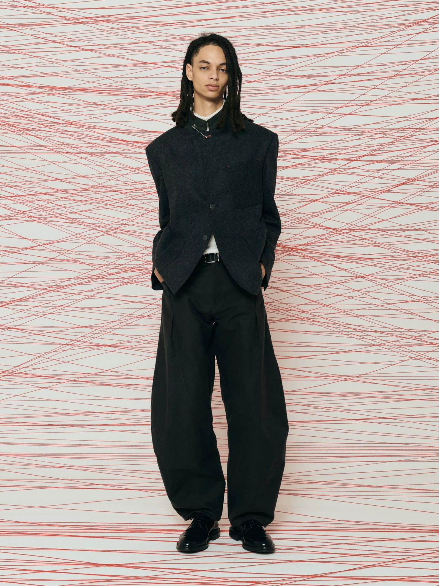 ZIG ZAG STITCH JACKET / CHARCOAL