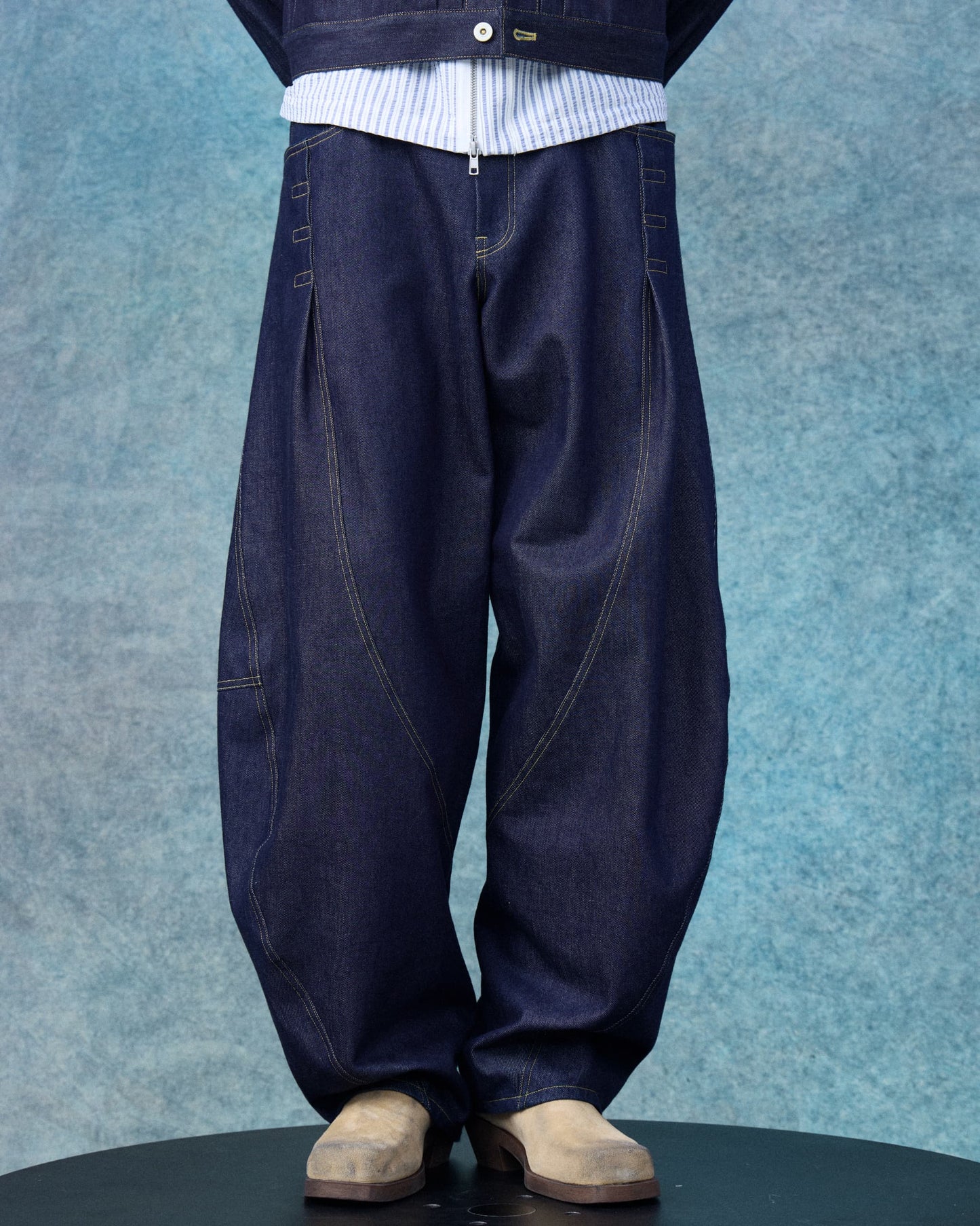 Curve Tuck Pants(Denim)