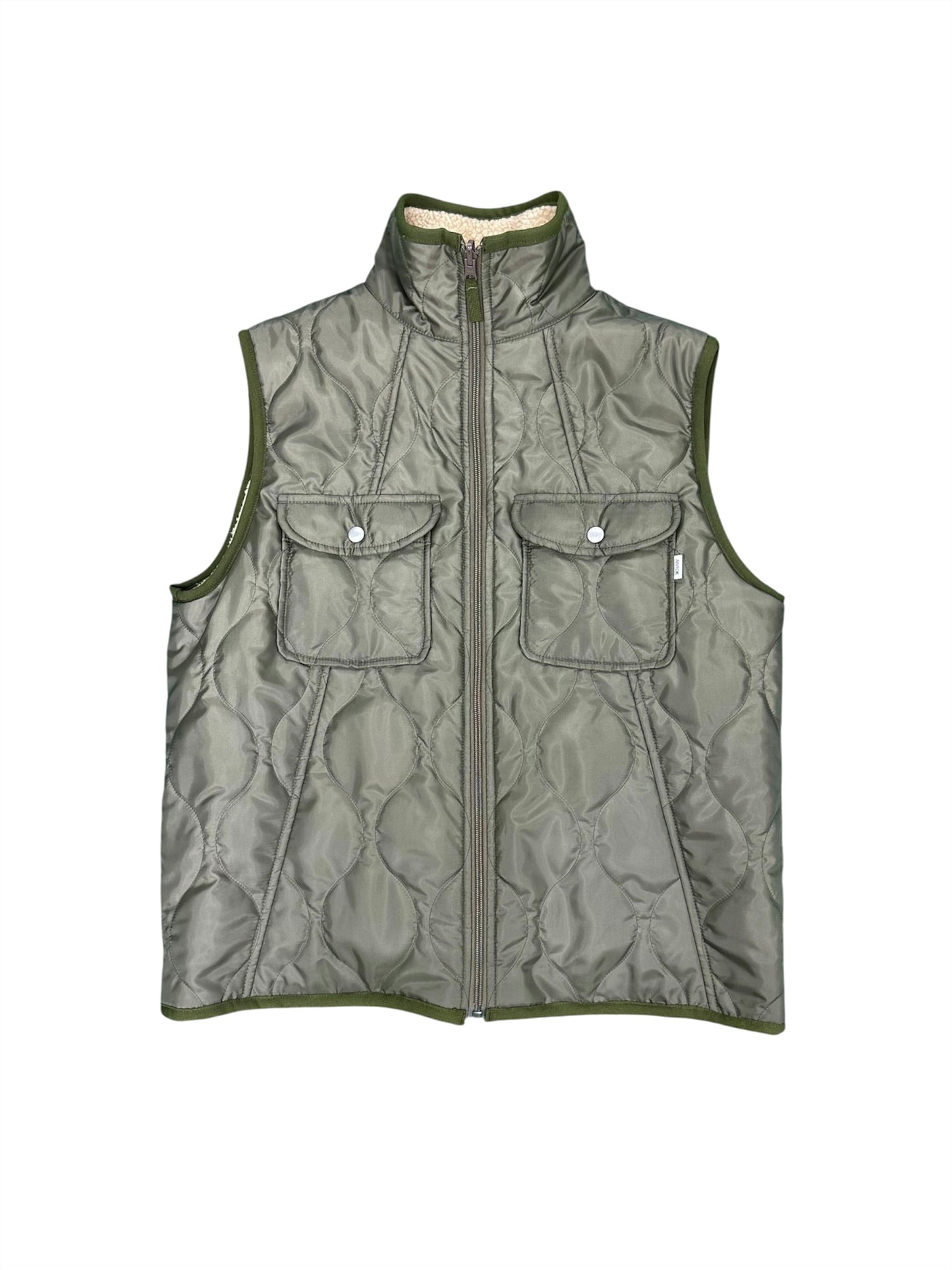 REVERCIBLE QUILTING VEST / OLIVE&BEIGE