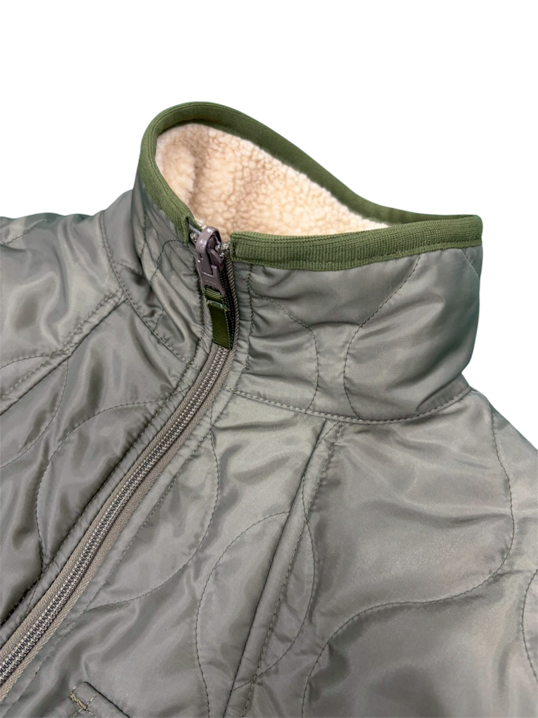 REVERCIBLE QUILTING VEST / OLIVE&BEIGE