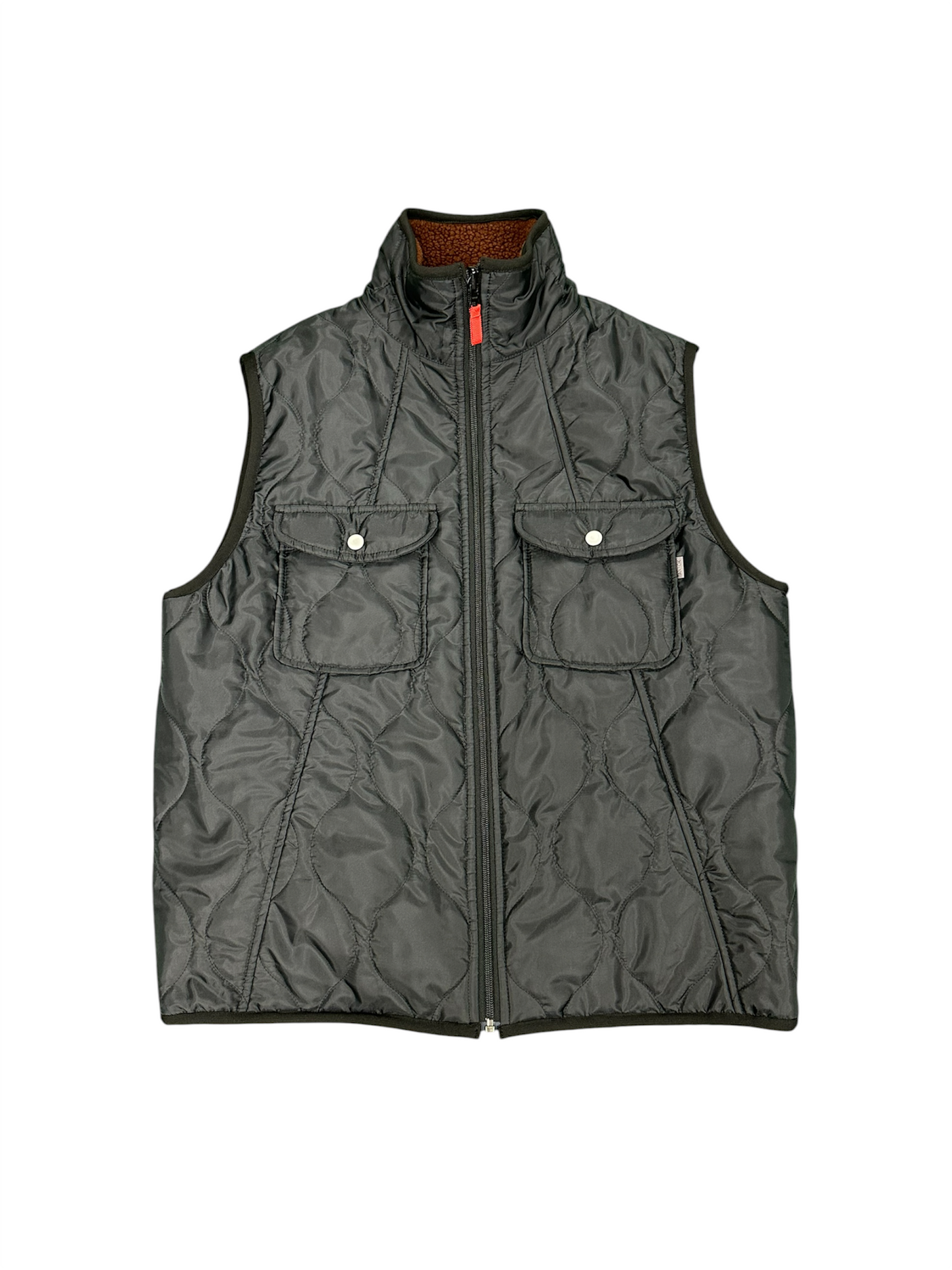 REVERCIBLE QUILTING VEST / BLACK&BROWN