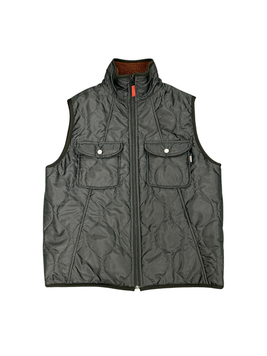 REVERCIBLE QUILTING VEST / BLACK&BROWN
