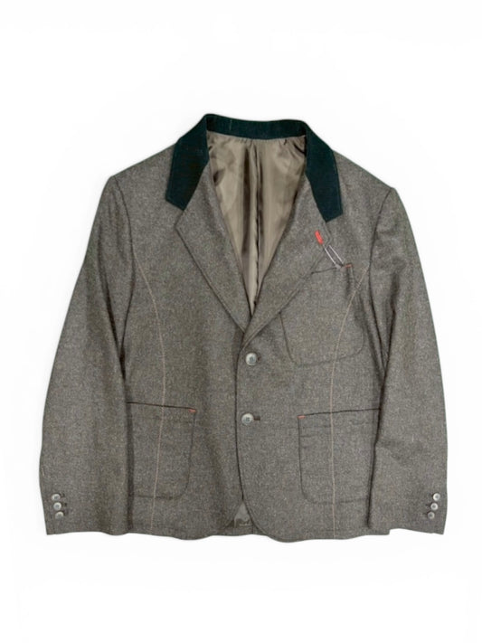 ZIG ZAG STITCH JACKET / BROWN