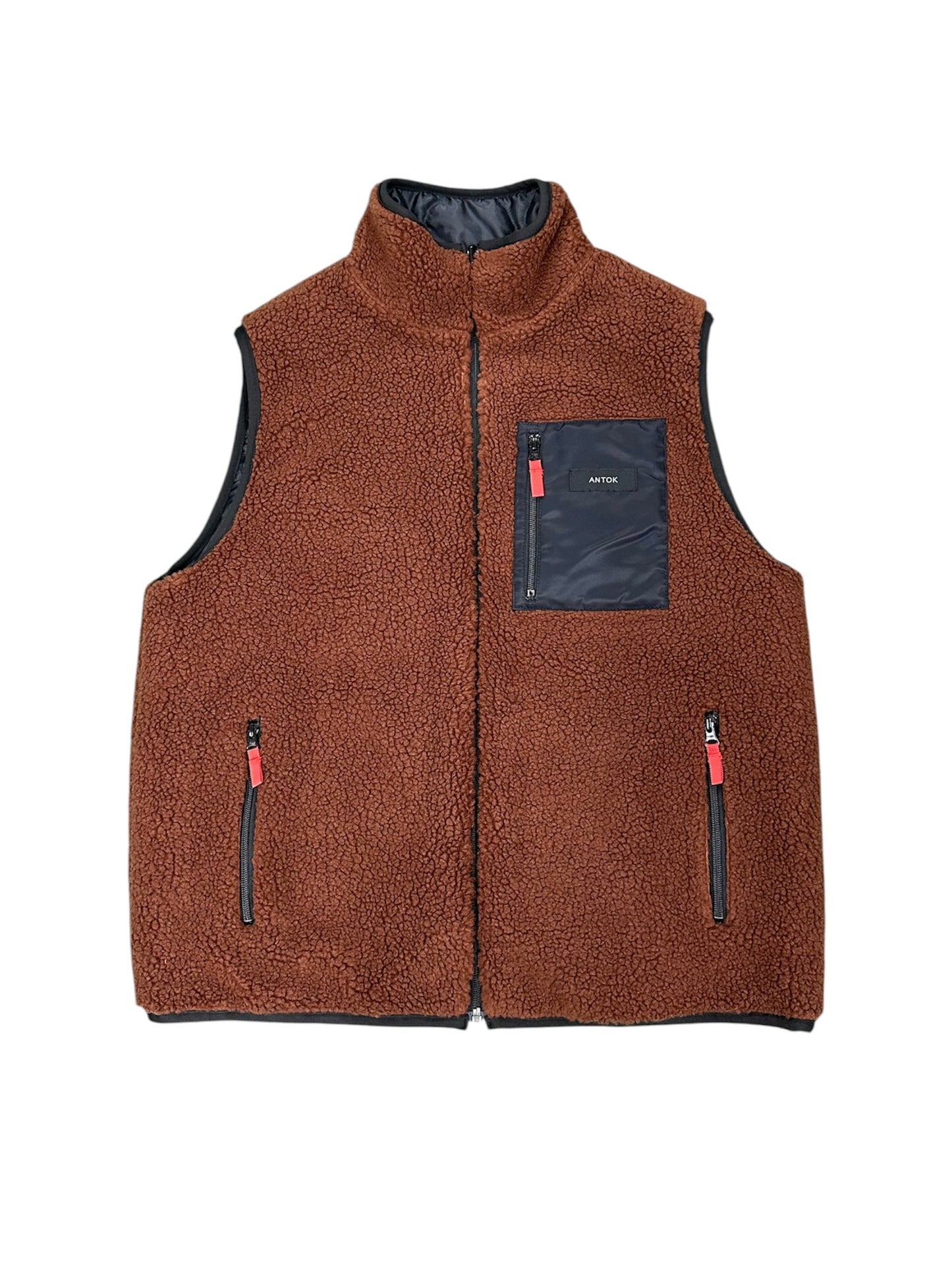 REVERCIBLE QUILTING VEST / BLACK&BROWN