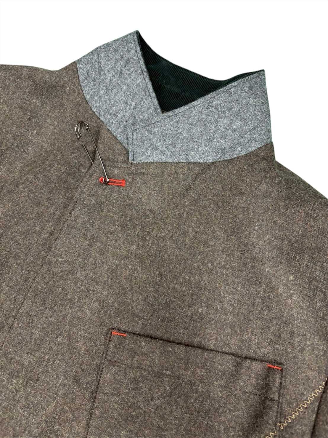 ZIG ZAG STITCH JACKET / BROWN