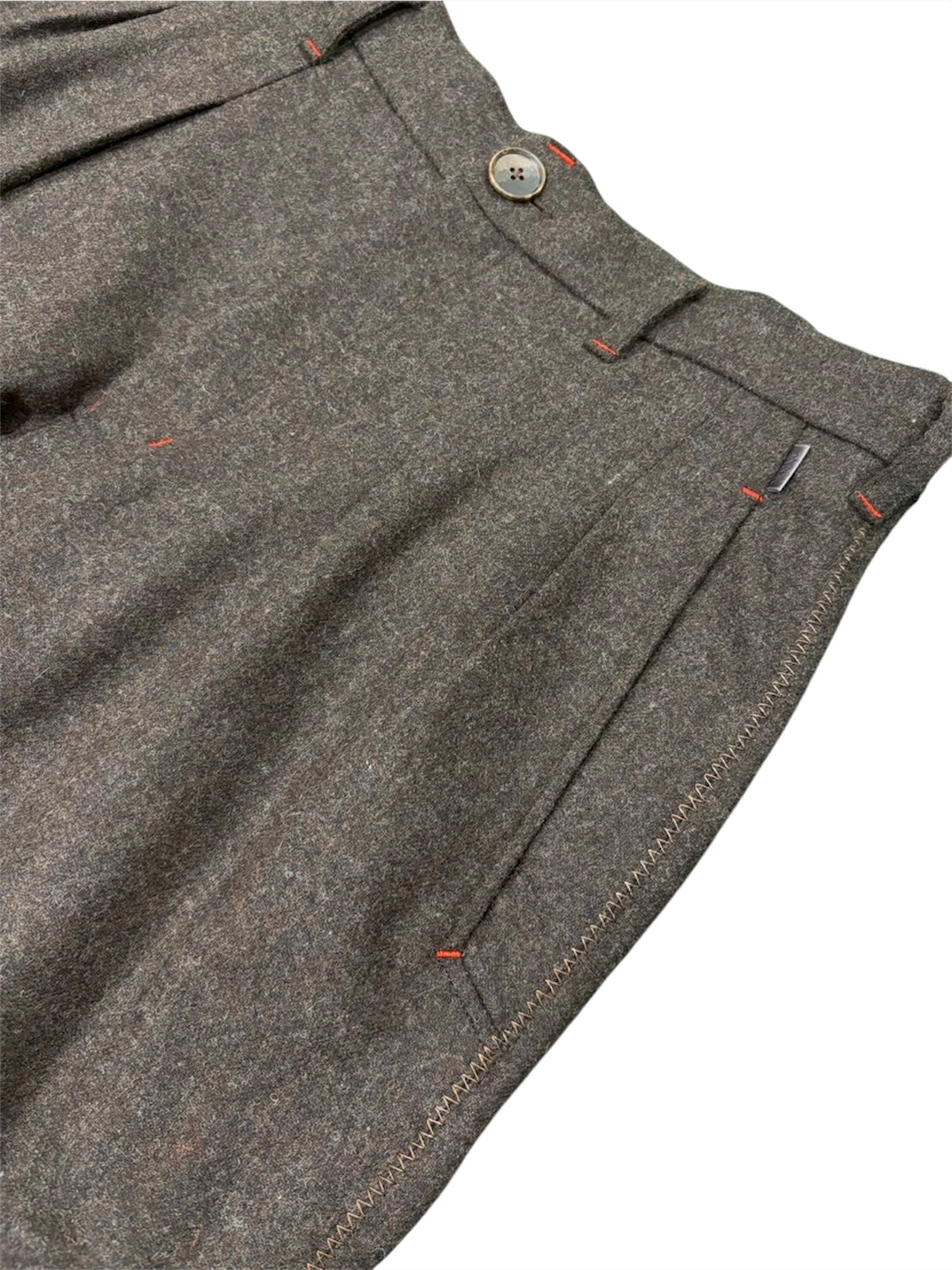 ZIG ZAG STITCH SLACKS / BROWN