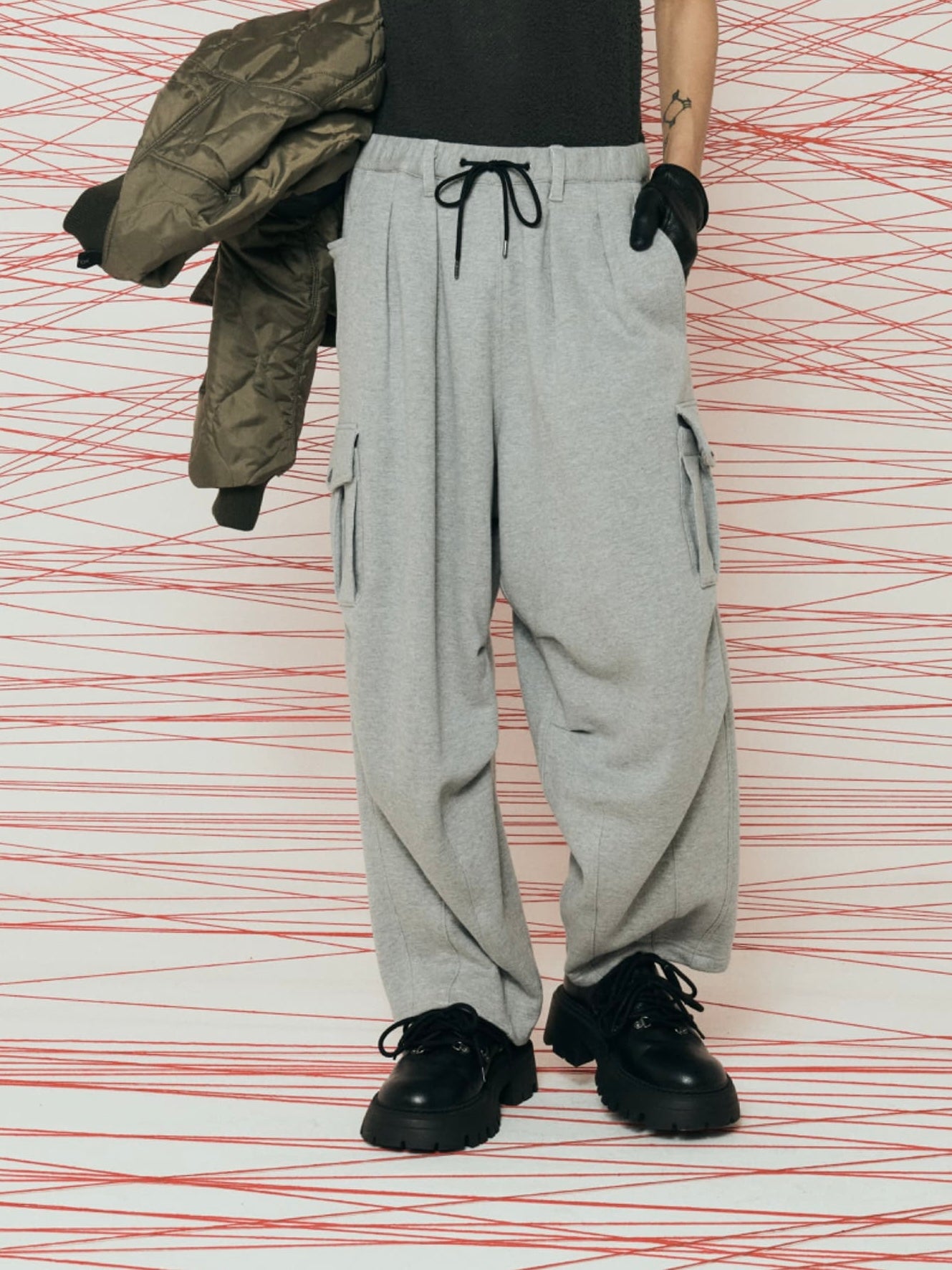 SWEAT CARGO PANTS / GRAY