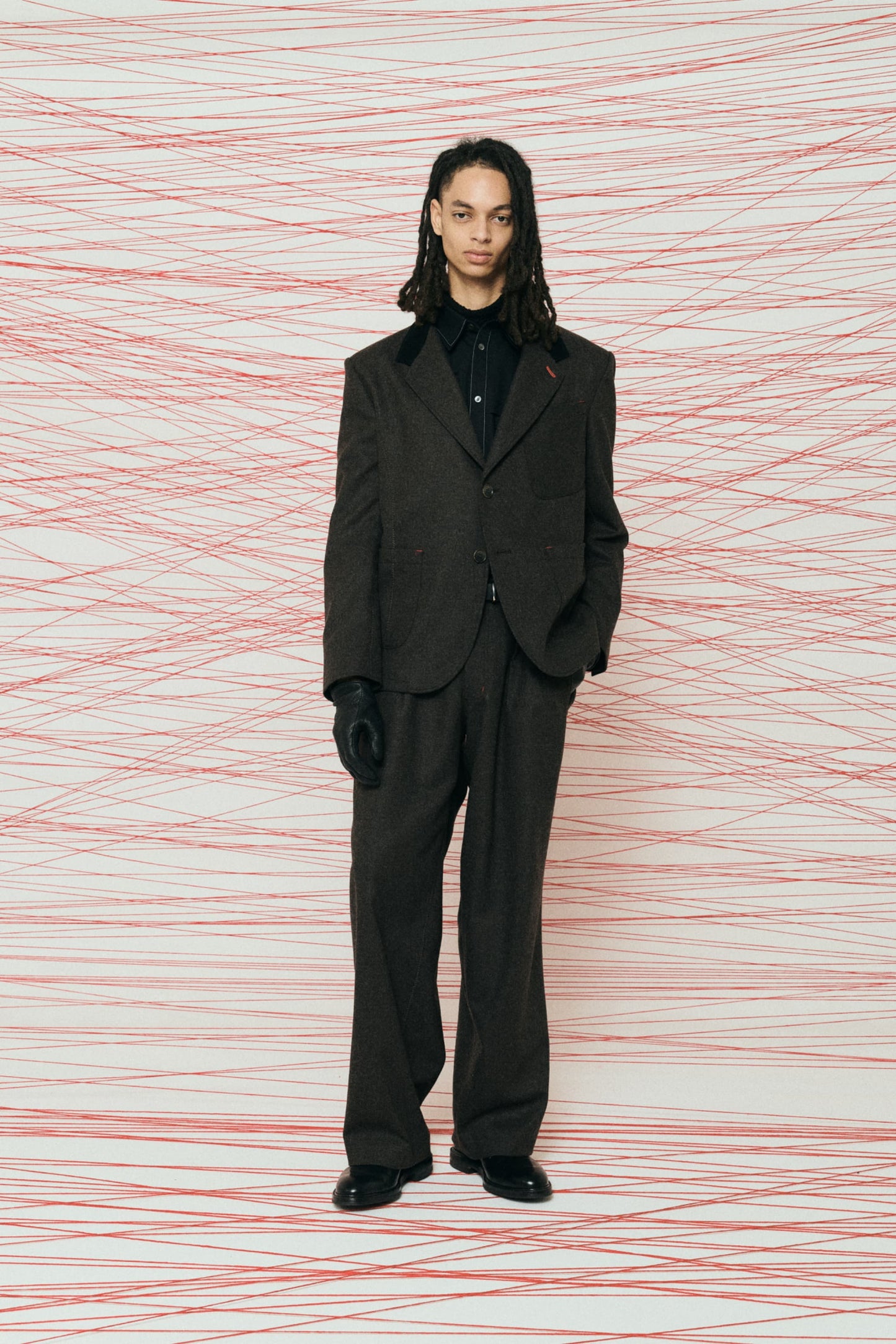 ZIG ZAG STITCH JACKET / BROWN
