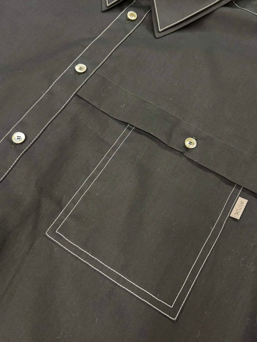 CONTRAST STITCH SHIRTS / BLACK