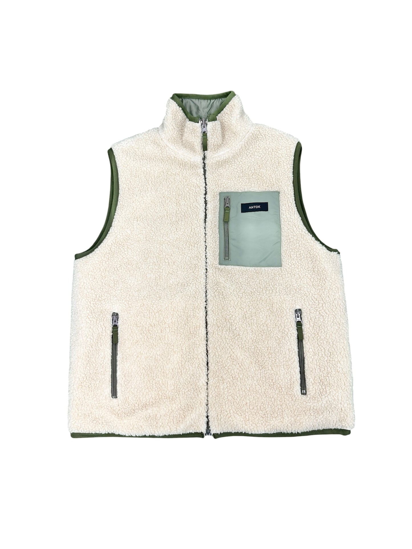 REVERCIBLE QUILTING VEST / OLIVE&BEIGE